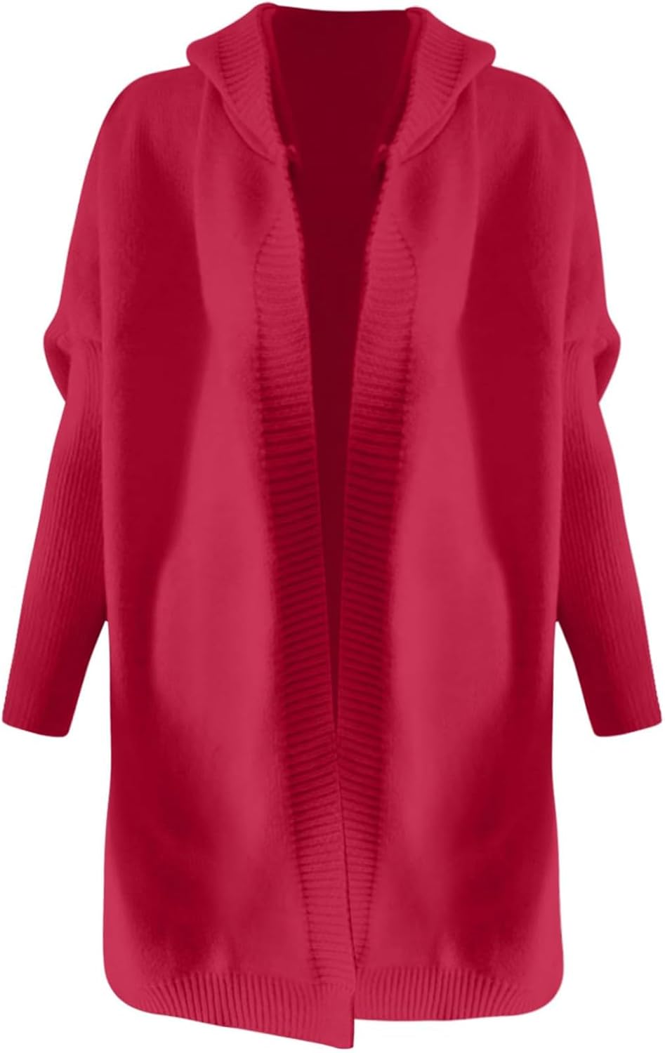 Knitted Hooded Sweater for Womens Casual Open Front Cardigan Winter Sweater Batwing Sleeve Long Sweater Coats - Image 6