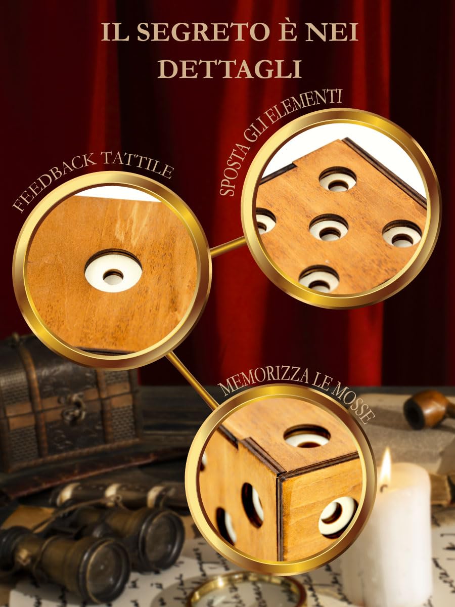Logica Giochi - Scrigno Dado Enigmatico - Rompicapo In Legno - Scatola Segreta - Difficoltà 5/6 Incredibile - Collezione Leonardo
