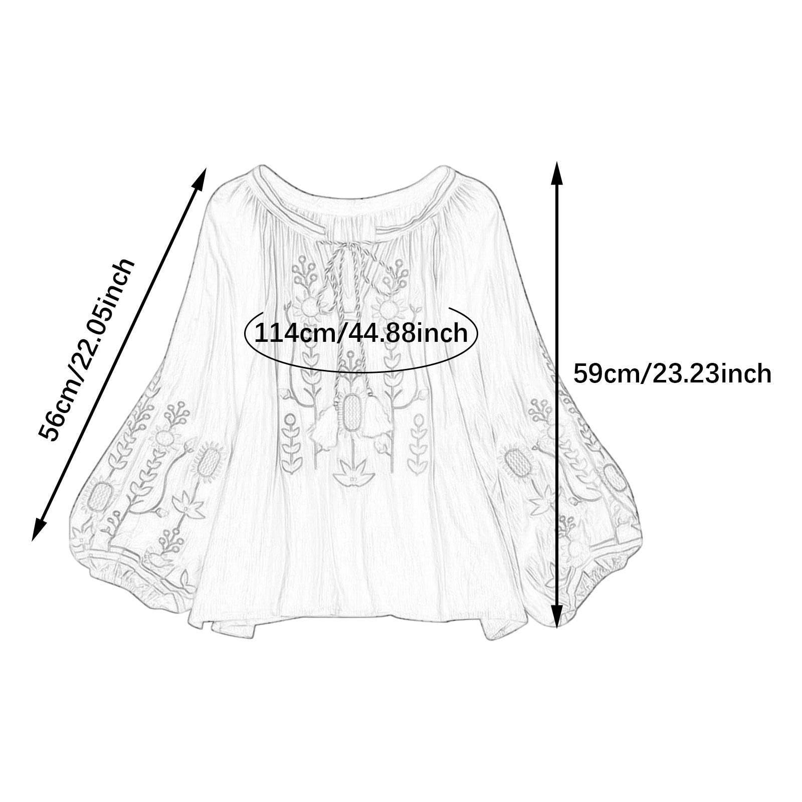 Camicetta Ricamata Da Donna con Scollo a V, Casual E con Nappine, Stile