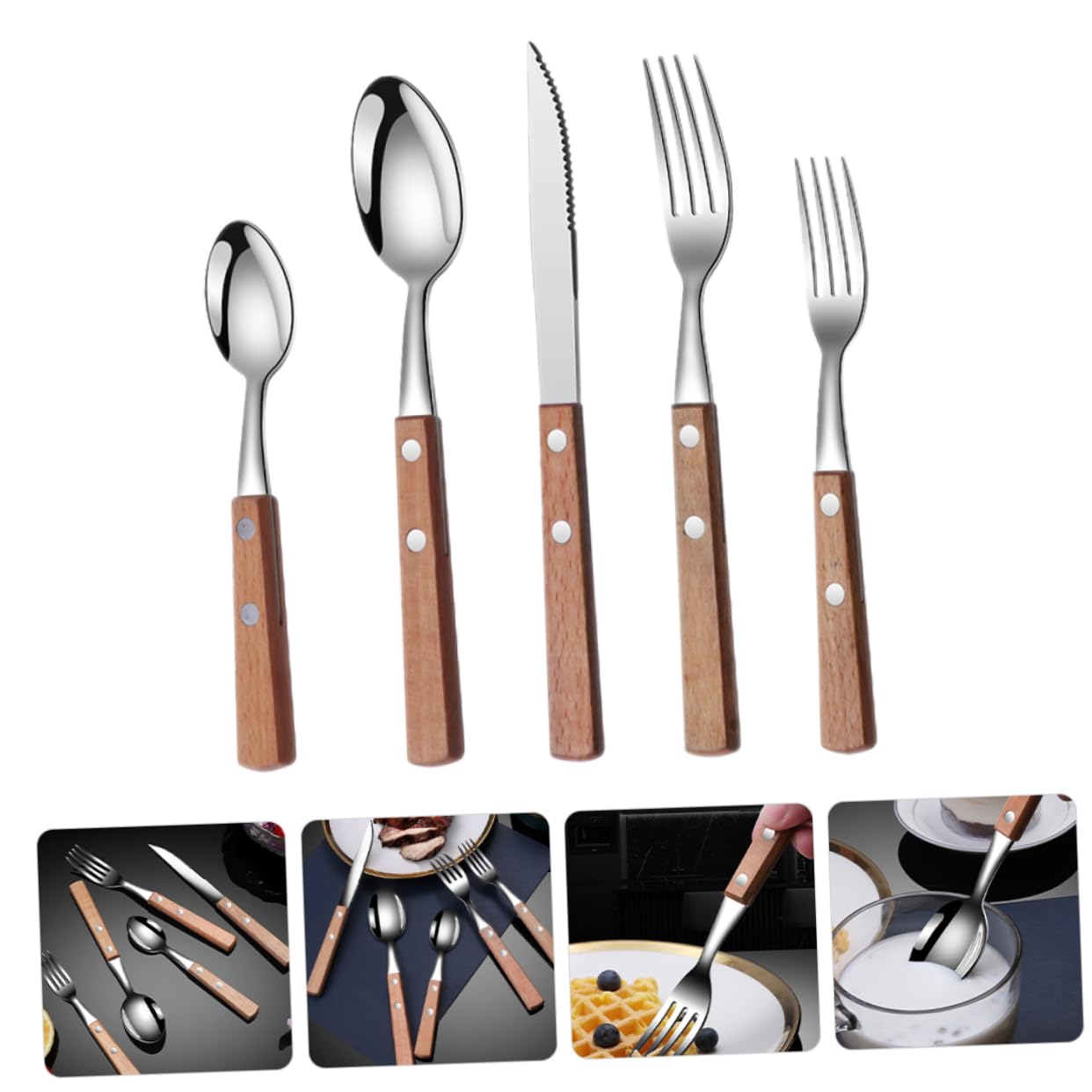 3juegos Cubiertos De Acero Inoxidable Mango De Set Portátil Para Buffet y Fiestas Incluye Cuchillo Cuchara y Tenedor