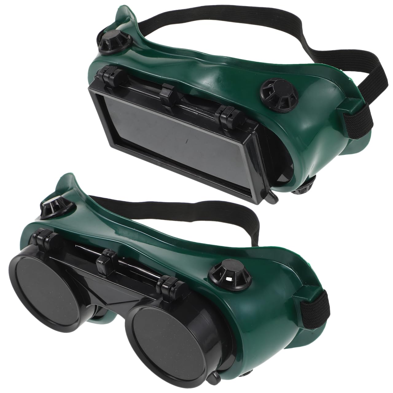GALPADA 2 Pcs Welding Safety Goggles - Ventilated Flip-Up Protective Glasses For Metalworking Grinding Soldering Eye Protection Green