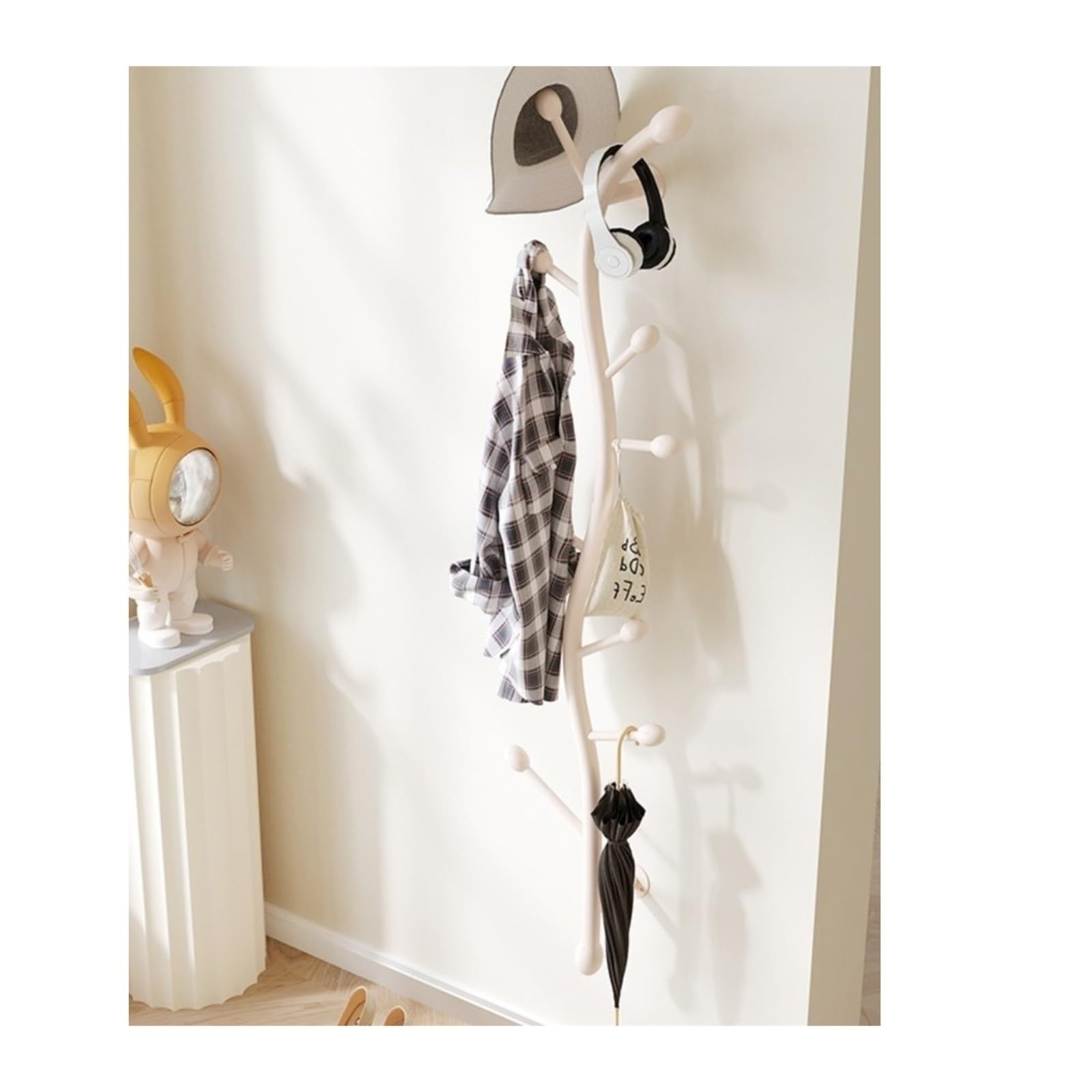 E7v2t9k6 White Wall Coat Hanger Coat Rack Wall Mounted - Decorative Hat, Metal Hanger, Sturdy Hooks For Hanging, Jacket, Clothes Space-Saving