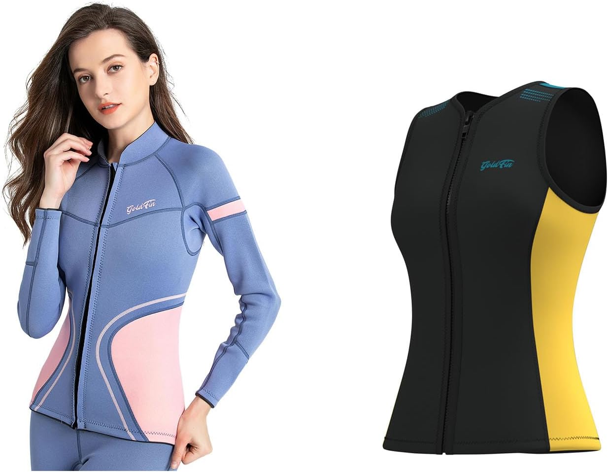 GoldFin Womens Wetsuit Purple 2mm Long Sleeve Jacket Large & Sleeveless Vest Large