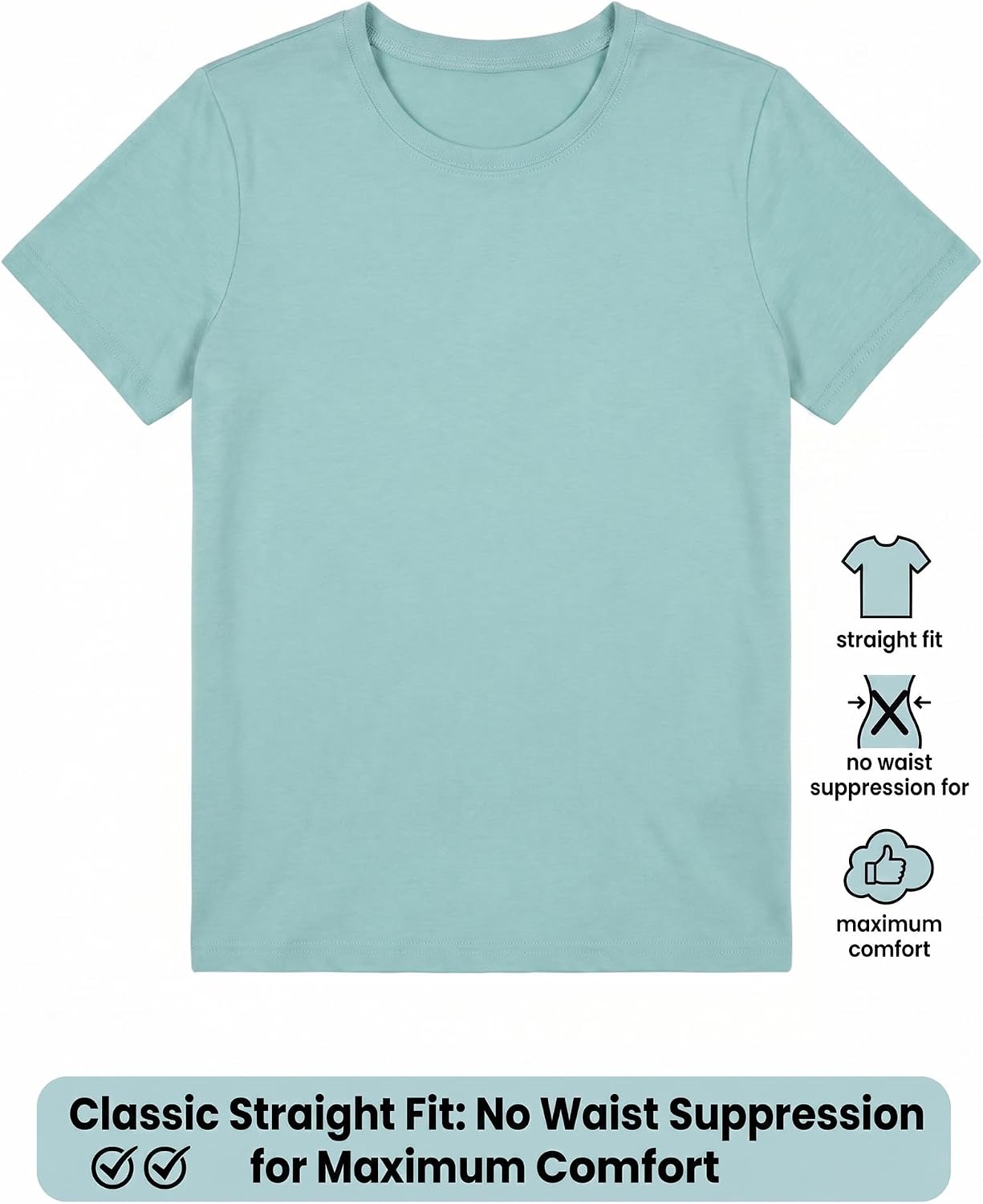 YITAN Womens Short Sleeve Crewneck T Shirts Summer Solid Tops Casual Basic Tees