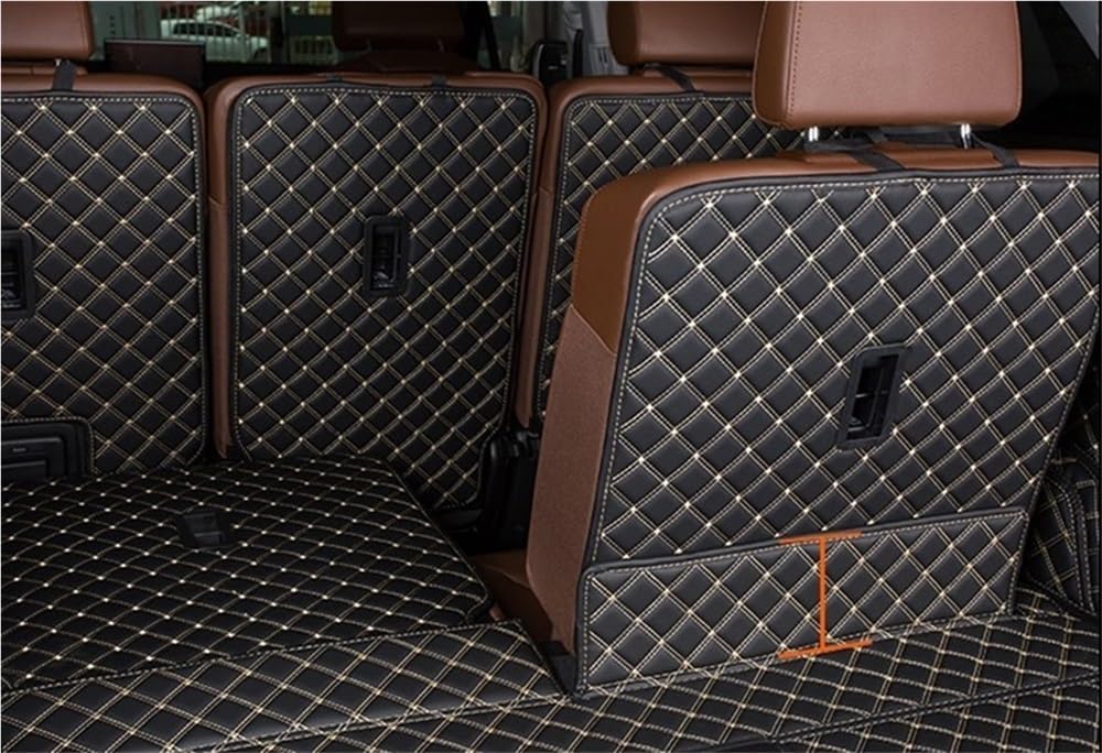 Per Q7 7 Seater 2022 Custom PU | Veicolo Bagagliaio Tappetini Carico Liner Accesorios(Black red)