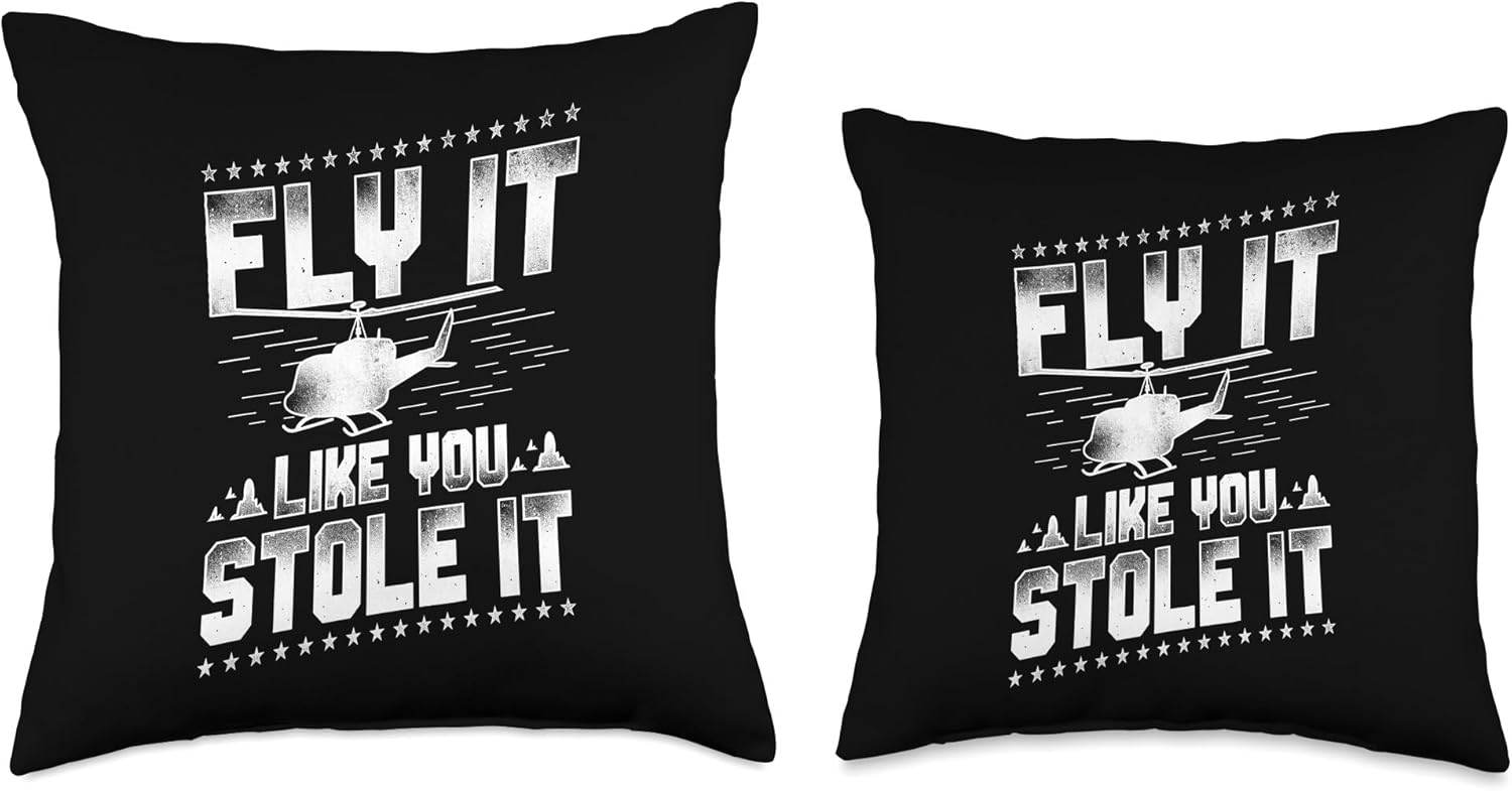 Helicopter Pilot Vintage Fly It Like You Stole It Throw Pillow