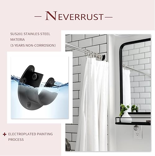 Miniatura 4 de Soportes de barra de armario de 1 pulgada de metal resistente para barra de armario, juego de bridas de armario, soportes de barra de ducha de acero