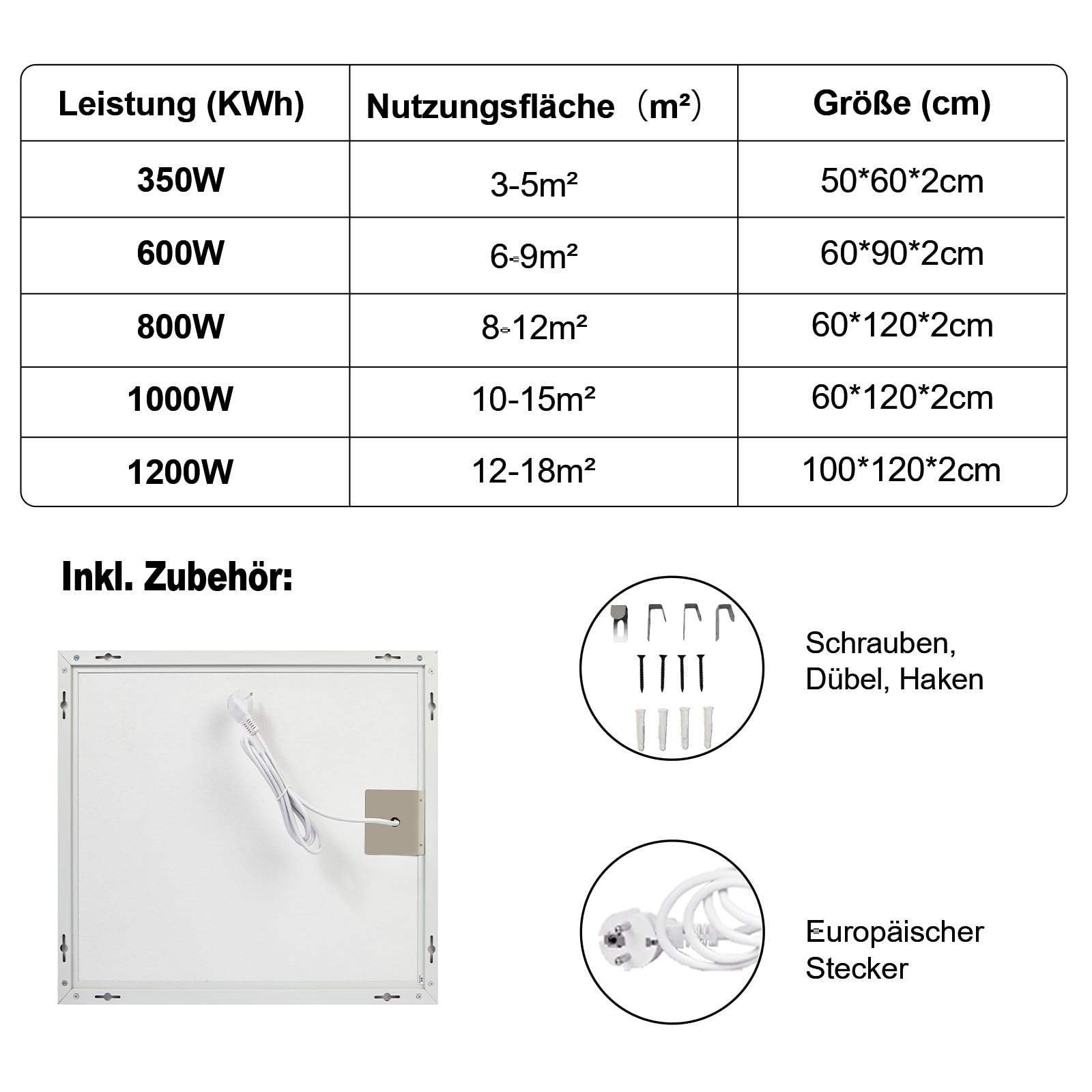 Infrarotheizung Wandmontage 1200W, Infrarot Wandheizung – Energiesparender Elektro-Heizstrahler mit Überhitzungsschutz, Heizung Elektrisch für Schlafzimmer, Hallen und Wintergarten – TÜV
