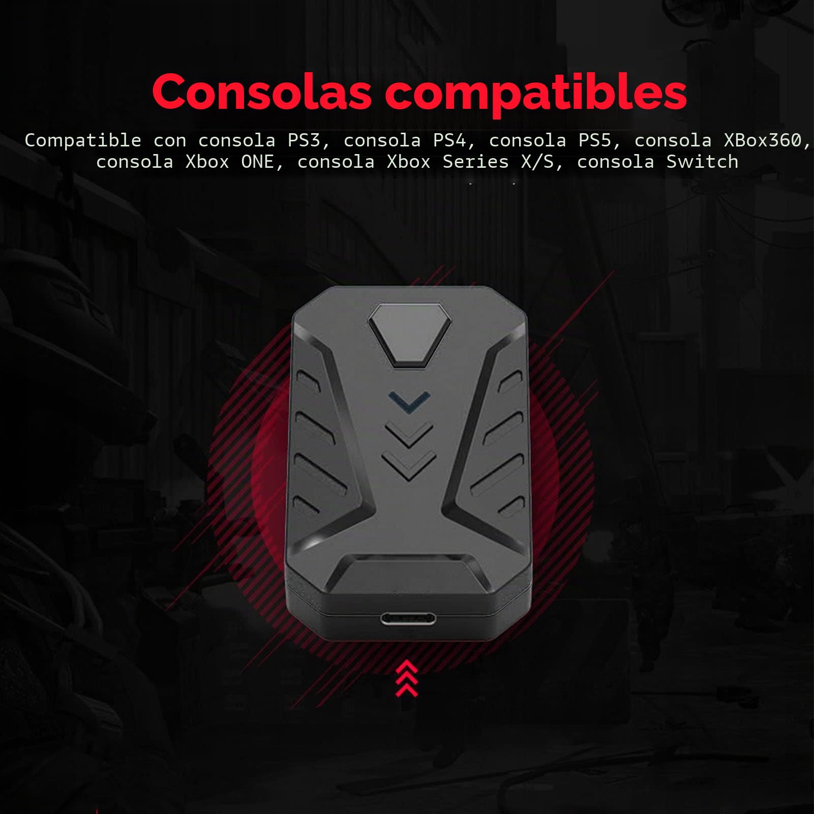 Combo de Convertidor de Ratón y Teclado para Juegos de Media Mano, Juego de Convertidor de Ratón y Teclado con Cable Silencioso para para XboxONE para Switch