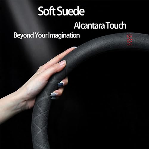 Miniatura 4 de K LAKEY Funda de gamuza para volante, compatible con Subaru Forester XV Crosstrek Legacy Impreza Alcantara, de cuero, antideslizante, accesorios