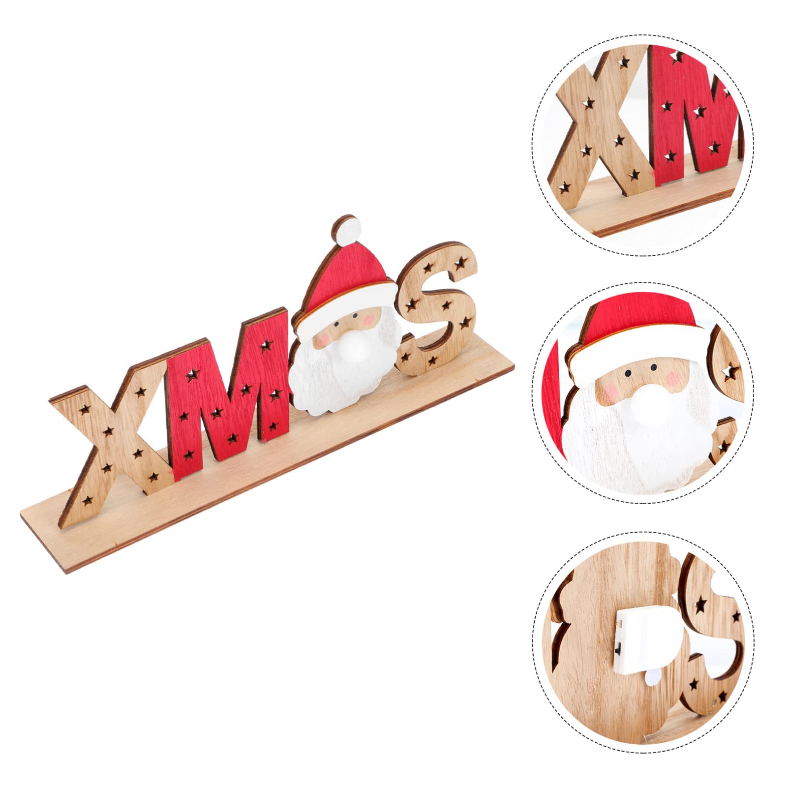 Ciieeo 3 Piezas Adornos decoración Signos rústicos de Navidad centros de Mesa de Navidad lámparas de Mesa emblemas Adorno de Escritorio Brillante Adorno navideño de Madera