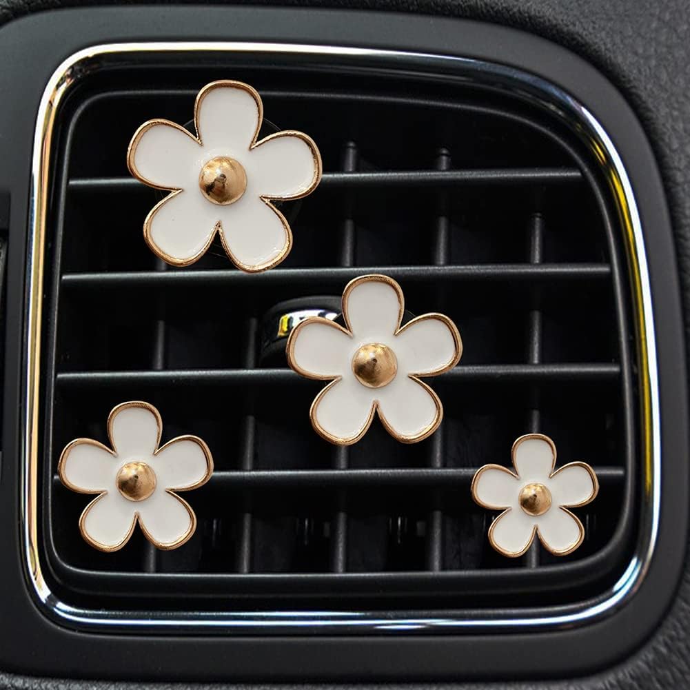 4 Pcs Daisy Car Air Vent Clips Flower Car Air Conditioning