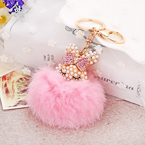 EASYA Animal Key Chain Creative Novelty Rabbit Fur Ball Charm Keychain for Car Key Ring or Bag4