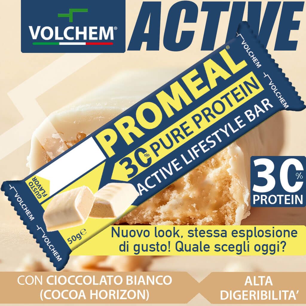 VOLCHEM PROMEAL ZONE 40-30-30 -BARRETTA DIETA A ZONA- 24 barrette da 50 grammi gusti CEREALI-CACAO