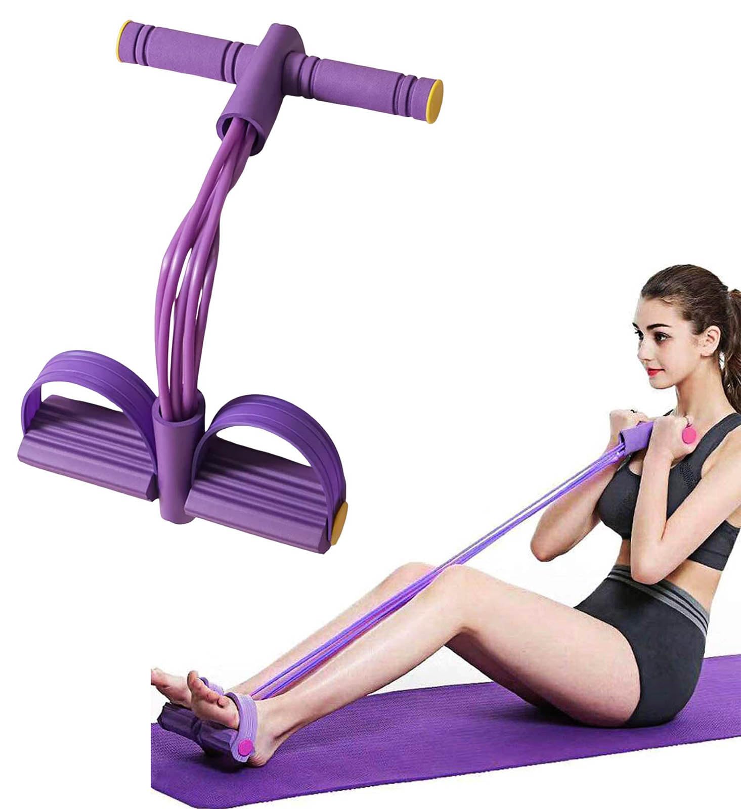 Abdominal Trainer,Sit-Up Training Equipment,Bodybuilding Expander,Full Body Trainer for Home,6 Tubes,Elastic Pull Rope,Multifunctional Leg Exerciser for Fitness,Weight Loss,Training,Yoga (Purple)