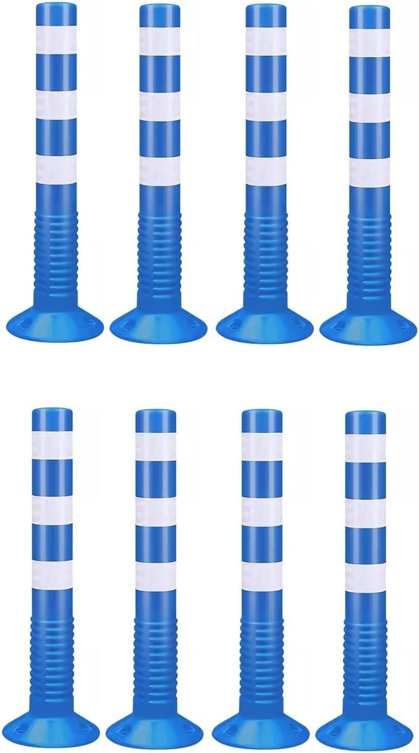 GHHVFEC Soft Rubber Traffic Ber Blue Park Bollard with Reflective Collar Traffic Cone Safety Post for Parking Control Non-Movable Road Blocker
