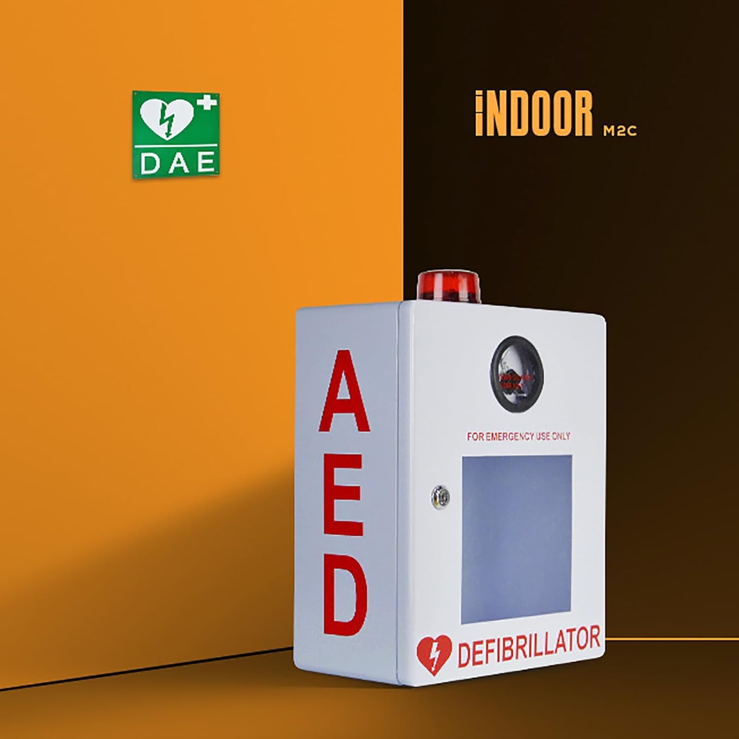Armoire Murale Pour Défibrillateur AED Avec Alarme, Coffre-fort Mural Pour AED Avec Clé, Armoire Premiers Secours Pour Rangement D'AED, Adaptée À Tous Les AED, Pour Les Bureaux, Les Maisons Retraite