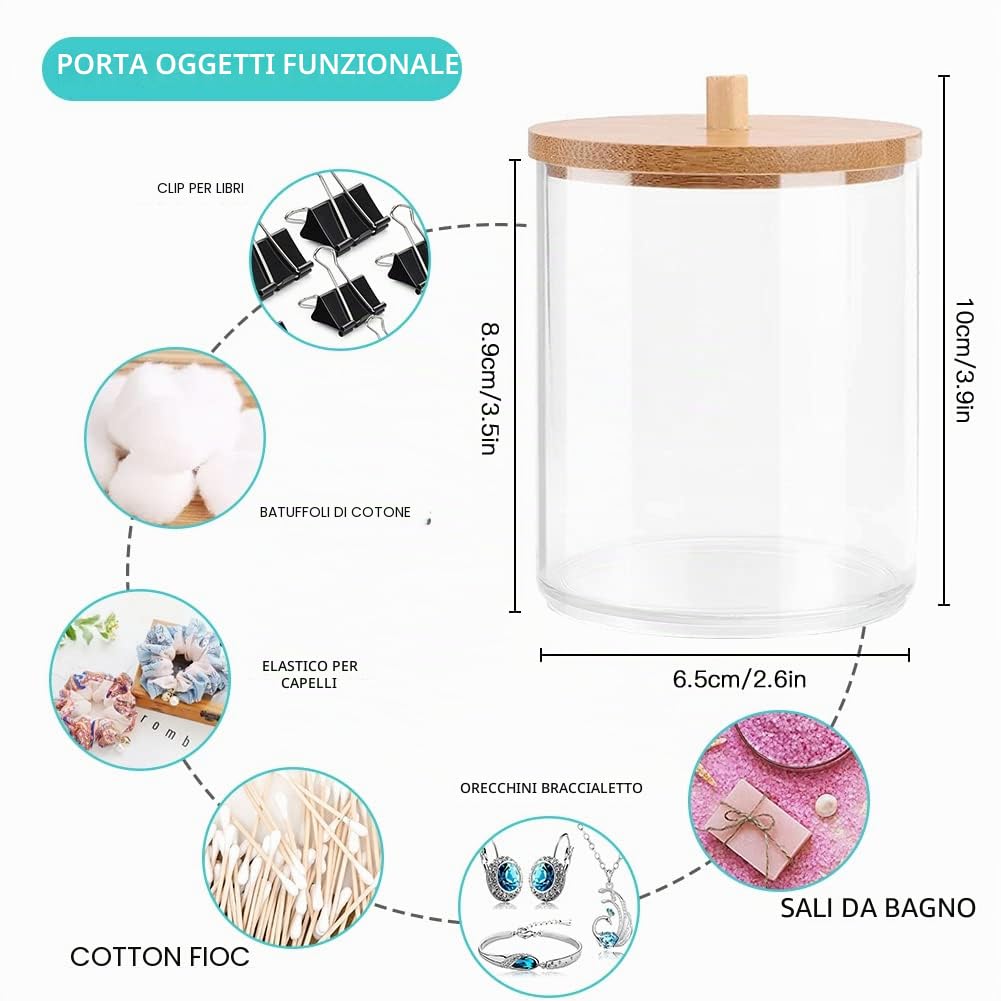 JOTOM Set di 7 Accessori da Bagno in Bambù Accessori in Plastica di Lusso Portacotton Fioc Portaspazzolino Bicchiere Scopino WC Portasapone Cestino Spazzatura Dispenser Regalo Bagno (Bianco) (JQJT1009