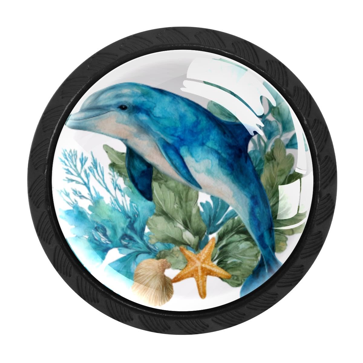 Heoeh Multi 2 4 Pcs Cabinet Knobs, Watercolor Dolphin Drawer Knobs Dresser Handles