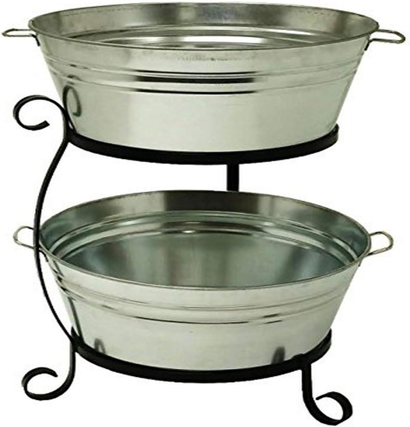 HIT Corp. 8025 Container with Double Beverage Tub, with Iron Stand, 21 x 21 x 29, Silver