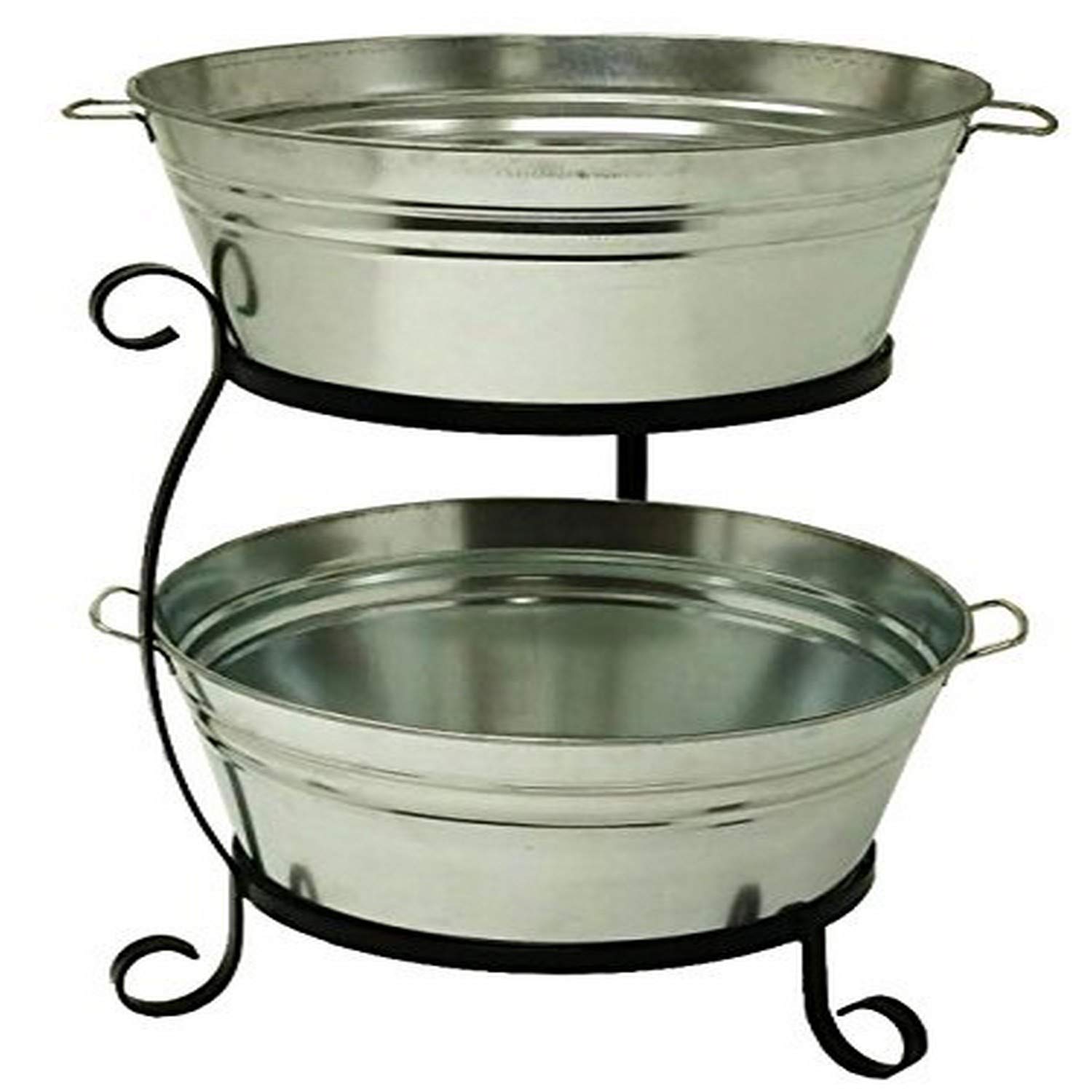 HIT Corp. 8025 Container with Double Beverage Tub, with Iron Stand, 21 x 21 x 29, Silver