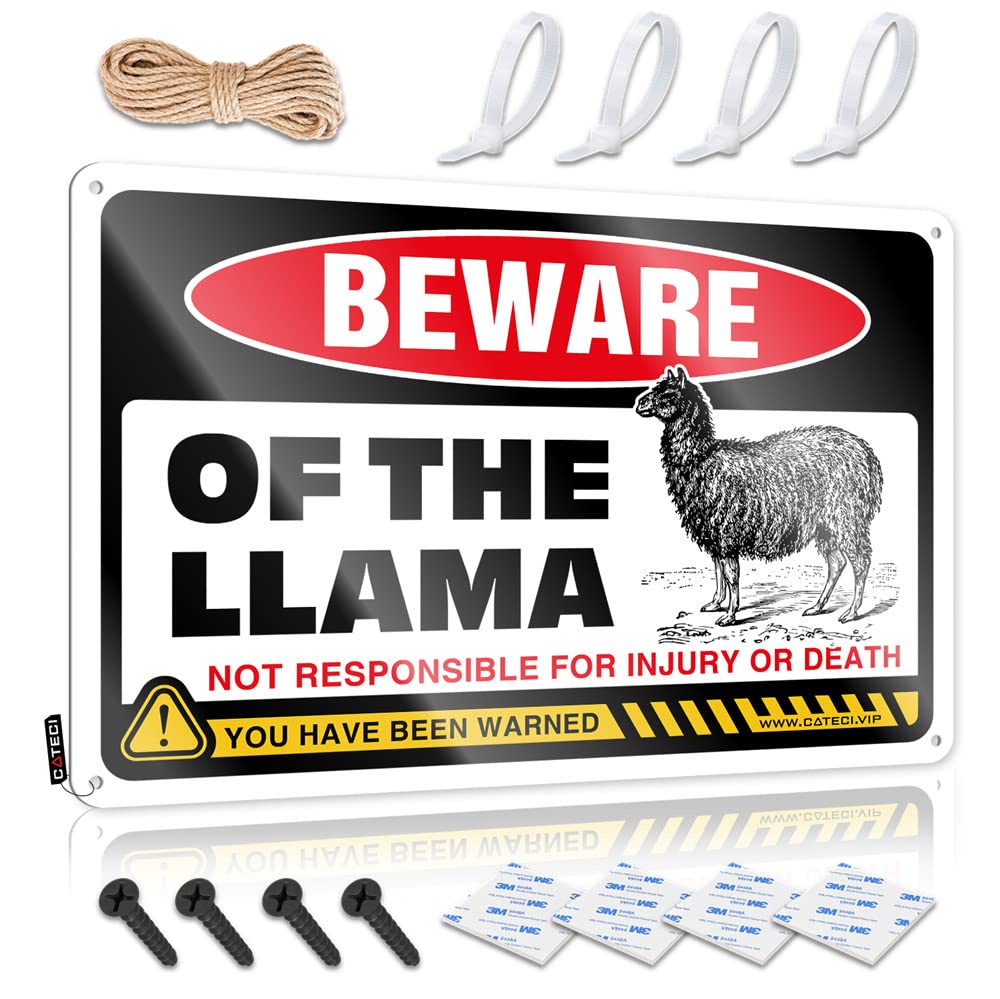 Funny Warning Signs Beware Of Llama Sign Bar Accessories Man Cave Bar Sign Home Decor(30X40CM)
