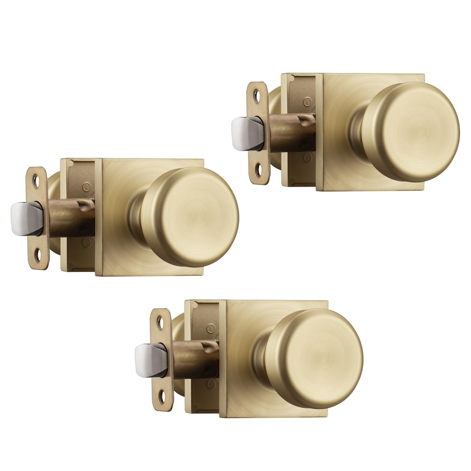 Brushed Gold Door Knobs - 6 Pack with Lock -10