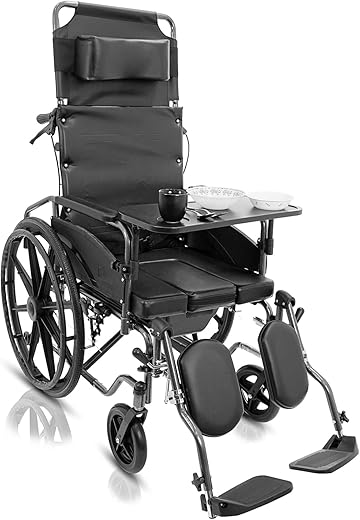 KosmoCare Recliner Cum Commode - Crest Series wheelchair | Foldable Wheelchair | Wheel chairs for old people | Recliner Wheel chair with Premium...