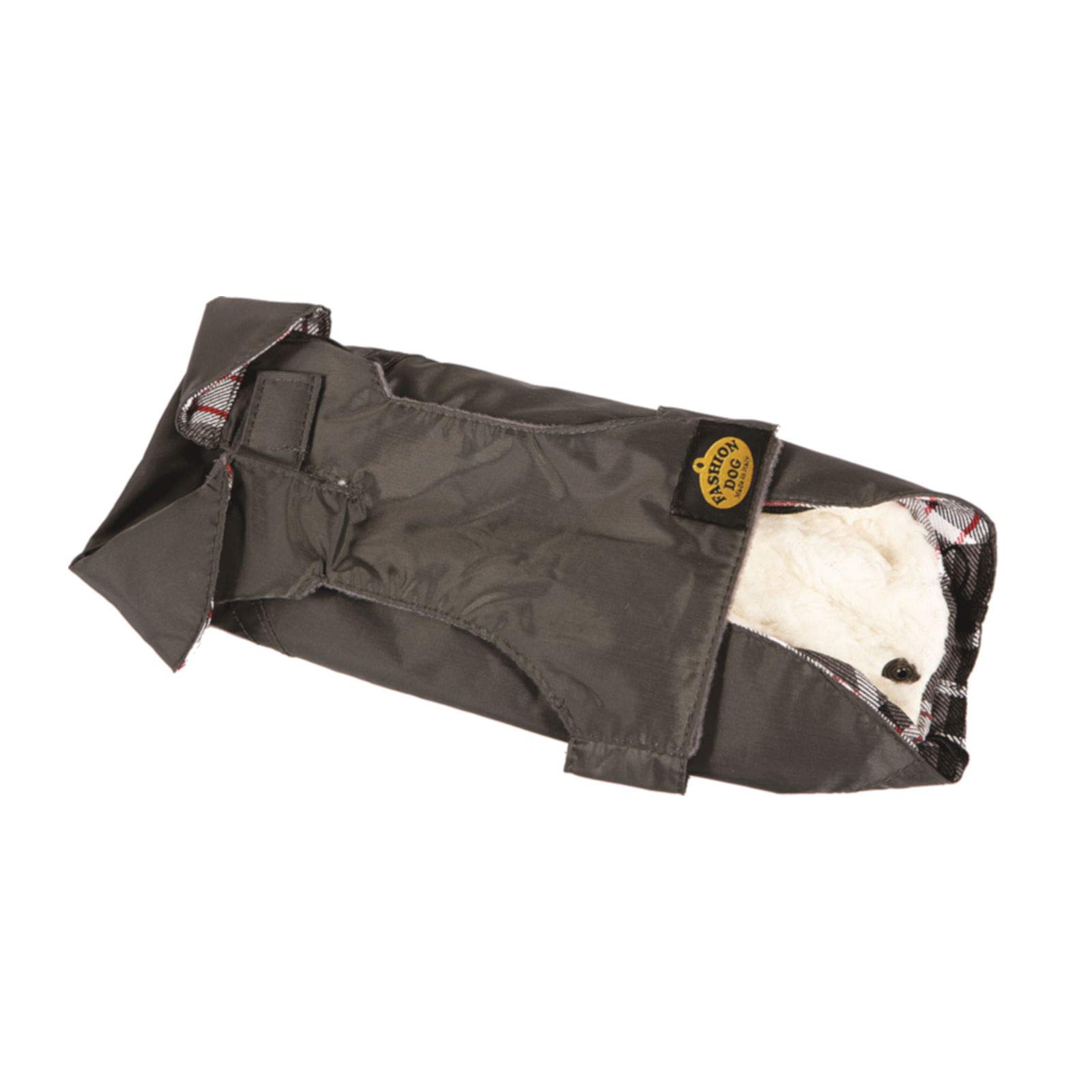 Fashion Dog Cappotto per cani con fodera in pelliccia sintetica, grigio – 70