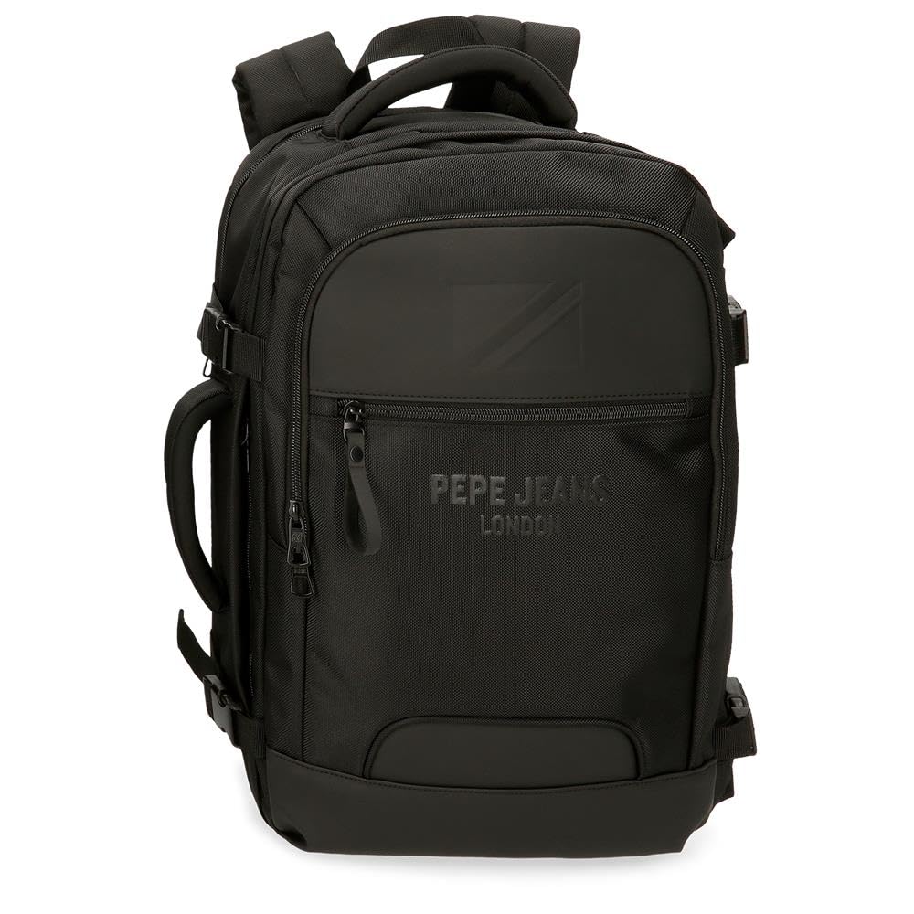 Pepe Jeans Bromley, plecaki, plecaki kabinowe, torby na ramię Joumma Bags, poliester, różne rozmiary, czarny, zielony, czerwony, szary, poliester., Czarny (Black), Talla única, plecak do samolotu