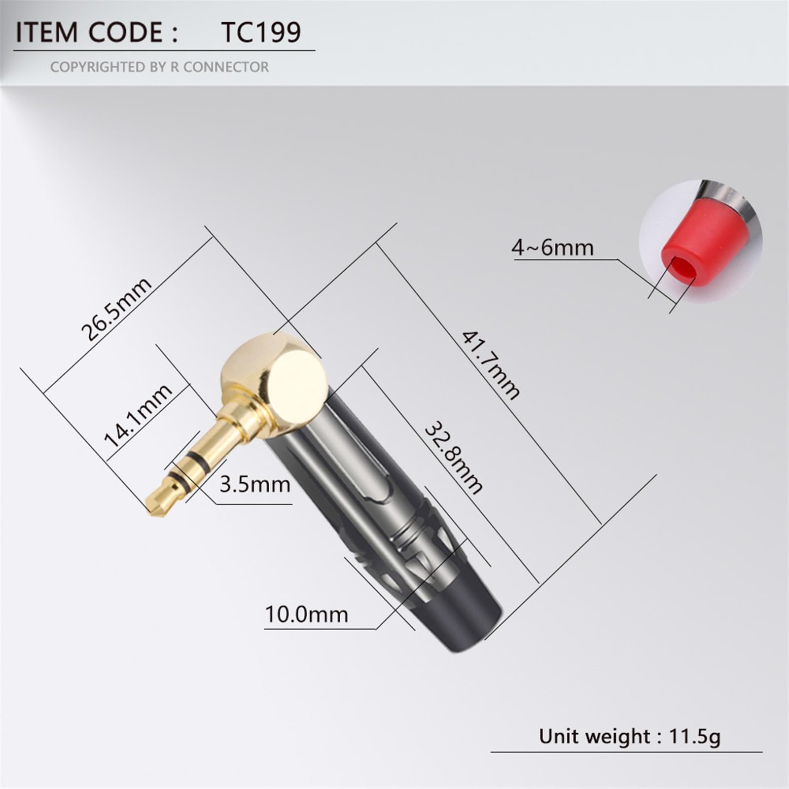 Prise stéréo 3.5mm, 10 pièces/lot, prise casque à Angle droit, 3.5mm, 3 pôles, prise mâle stéréo, à souder, 3 broches (Color : Black Tube)