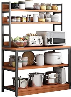 Wxnnx Étagère De Rangement De Cuisine À 5 Niveaux, Support De Four À Micro-Ondes Industriel Multicouche, Organisateur D'étagère De Rangement pour Chariot Utilitaire,Marron,120cm