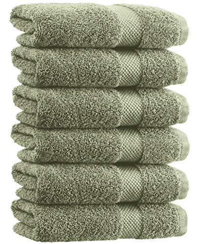 white classic luxury hand towels | cotton hotel spa bathroom towel | 16x30 | 6 pack | green