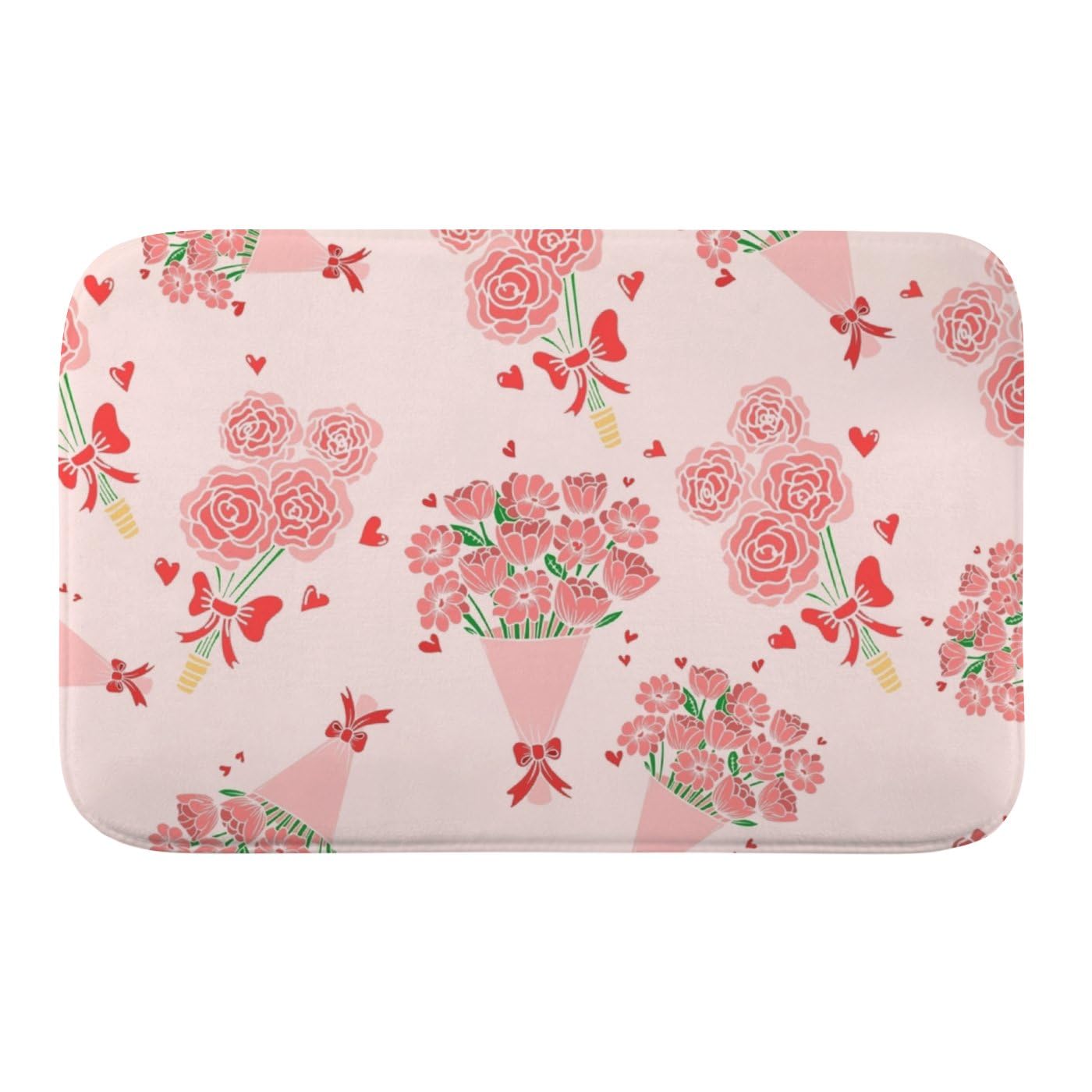 Valentines Day Cute Flowers Front Door Mat Outside Entrance 18 X30 Green Bathroom Rug Modern Farmhouse Decor Entry