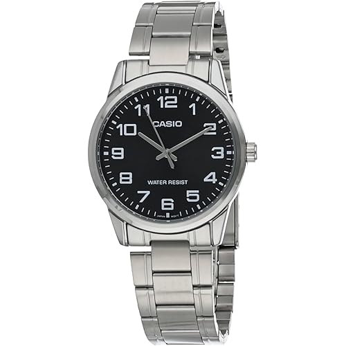 Casio #MTP-V001D-1B Men's Standard Stainless Steel Easy Reader Black Dial Watch