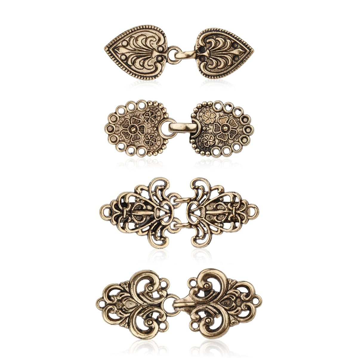4PCS Cinch Clip for Shirt, Vintage Alloy Cardigan Clip Set, Elegant Hollow-Out Design Sweater Clips for Women and Dress Cinching, Antique Gold Finish-image-12