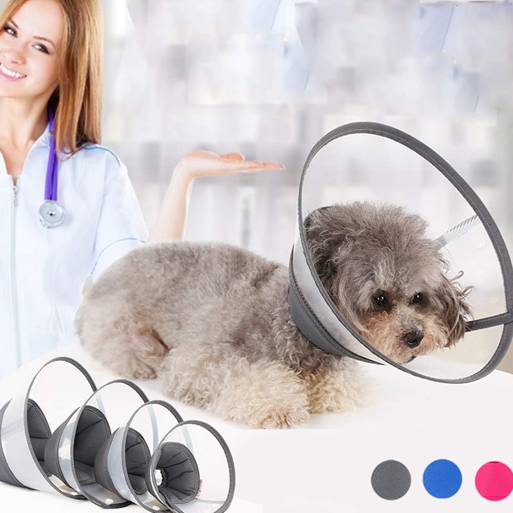 Dogs Cats Pet E-Collar Recovery Remedy Comfy Cone,Adjustable Surgery Collar Wounds Protective Cone with Breathable Soft Edge Plastic, Anti-Bite Lick Paw, Medical Grooming