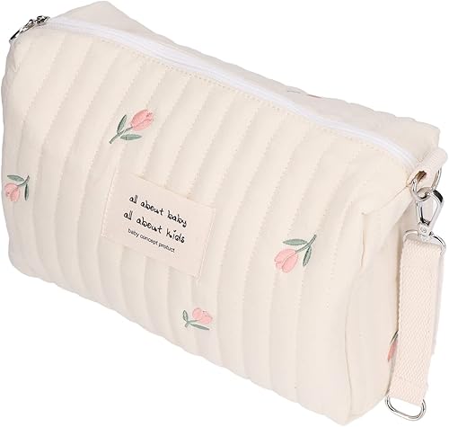 Miniatura 10 de Bolsa de pañales pequeña, bolsa de pañales para bebé, bolsa de algodón acolchada de algodón con bonito patrón, bolsa de almacenamiento de pañales