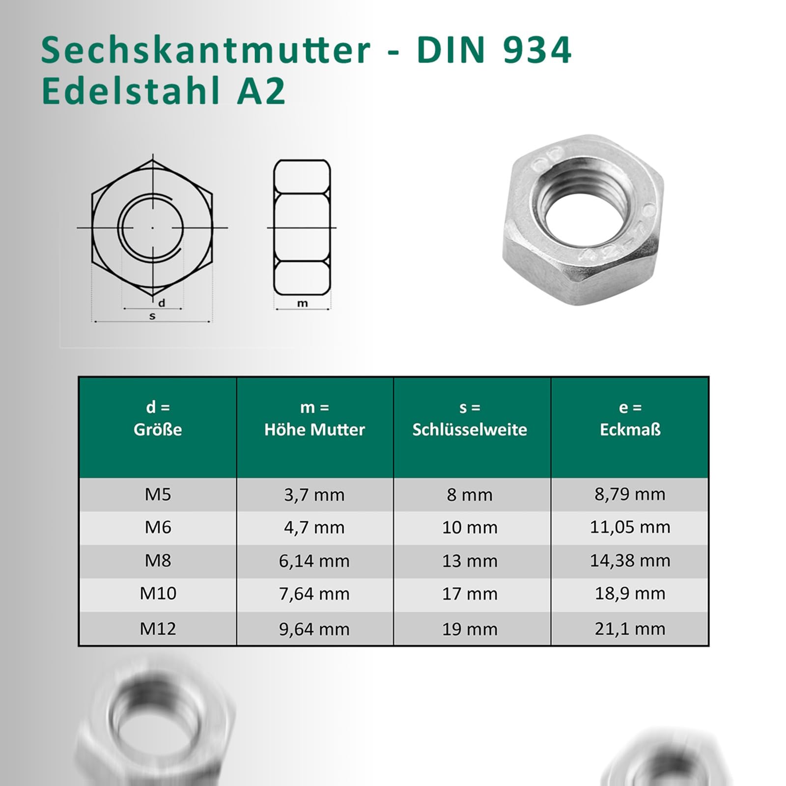 DSM – Viti a testa esagonale M8 x 30 mm secondo DIN 603 – incl. M8 dado esagonale DIN 934 & rondella DIN 125 – in acciaio inox A2/V2A – Viti a testa piatta con attacco quadrato – 50 pezzi
