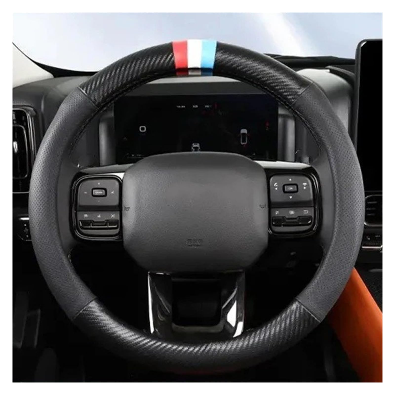 Funda Volante Cuero Antideslizante Transpirable para Haval H9 2.º 2024 2025 Accesorios Interiores Modificados(Black)