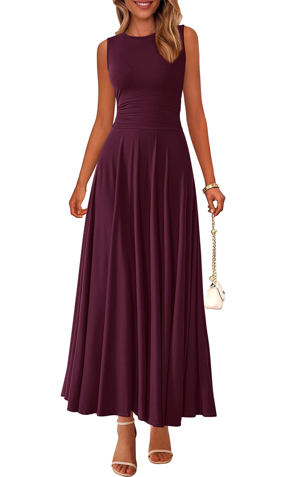 PRETTYGARDEN Womens Sleeveless Summer Dresses 2026 Flowy Aline Maxi Dress