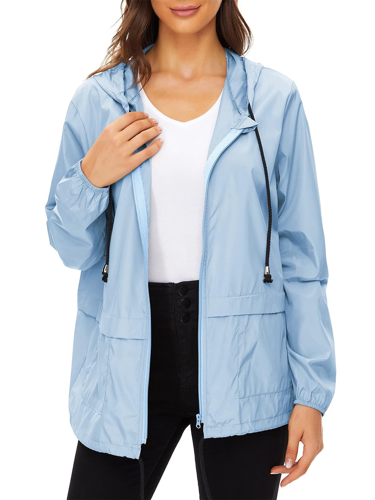 Century Star Packable Rain Jackets for Women Waterproof Lightweight Raincoat with Hood Windbreaker Jacket Women Rain Coats