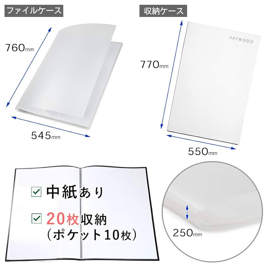 Amazon.co.jp: RAYWOOD B2 ポスターファイル ケース 中紙あり