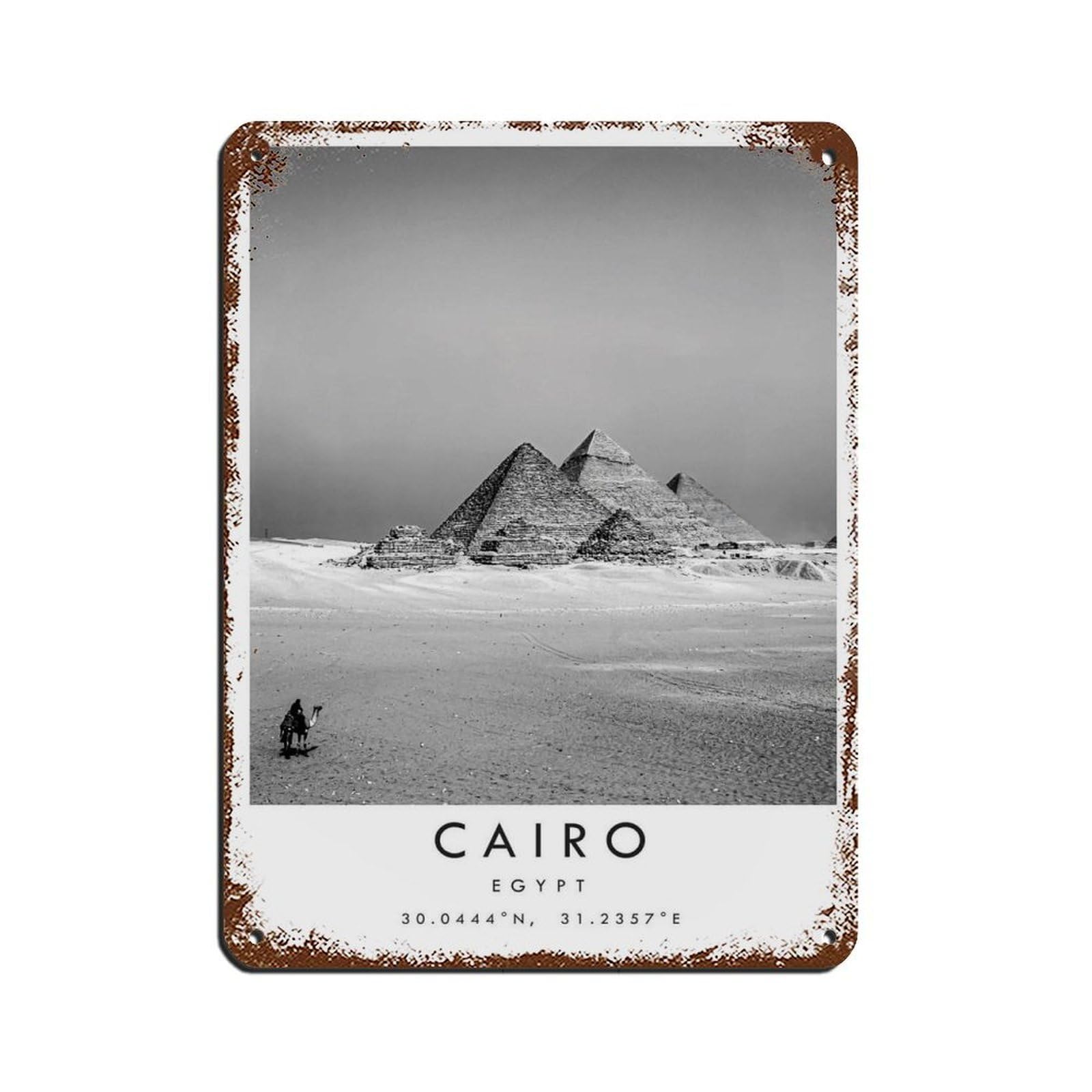 Cairo Travel, Cairo Egypt Pyramids Retro Poster Metal Tin Sign Chic Art Retro Iron Painting Bar People Cave Cafe Family Garage Poster Wall Decoration 12x16inch(30x40cm)