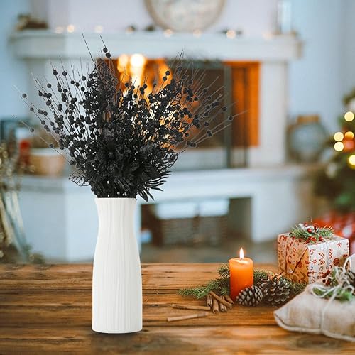 Vista 40 de ROSELEAF 28 Pack Christmas Tree Ornaments, Artificial Glitter Berry and Flowers Stem Silver Branches Picks for Xmas Tree Decoration Gift Small Vase