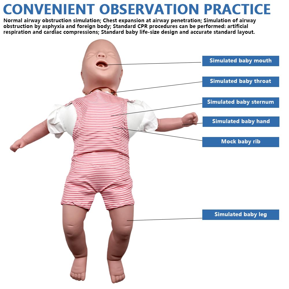 Professionelle Säuglings-Atemwegsobstruktion & CPR Manikin, Baby-Erste-Hilfe-Trainingsmodell für Notfallübungen, lebensgroße PVC-Stillpuppe