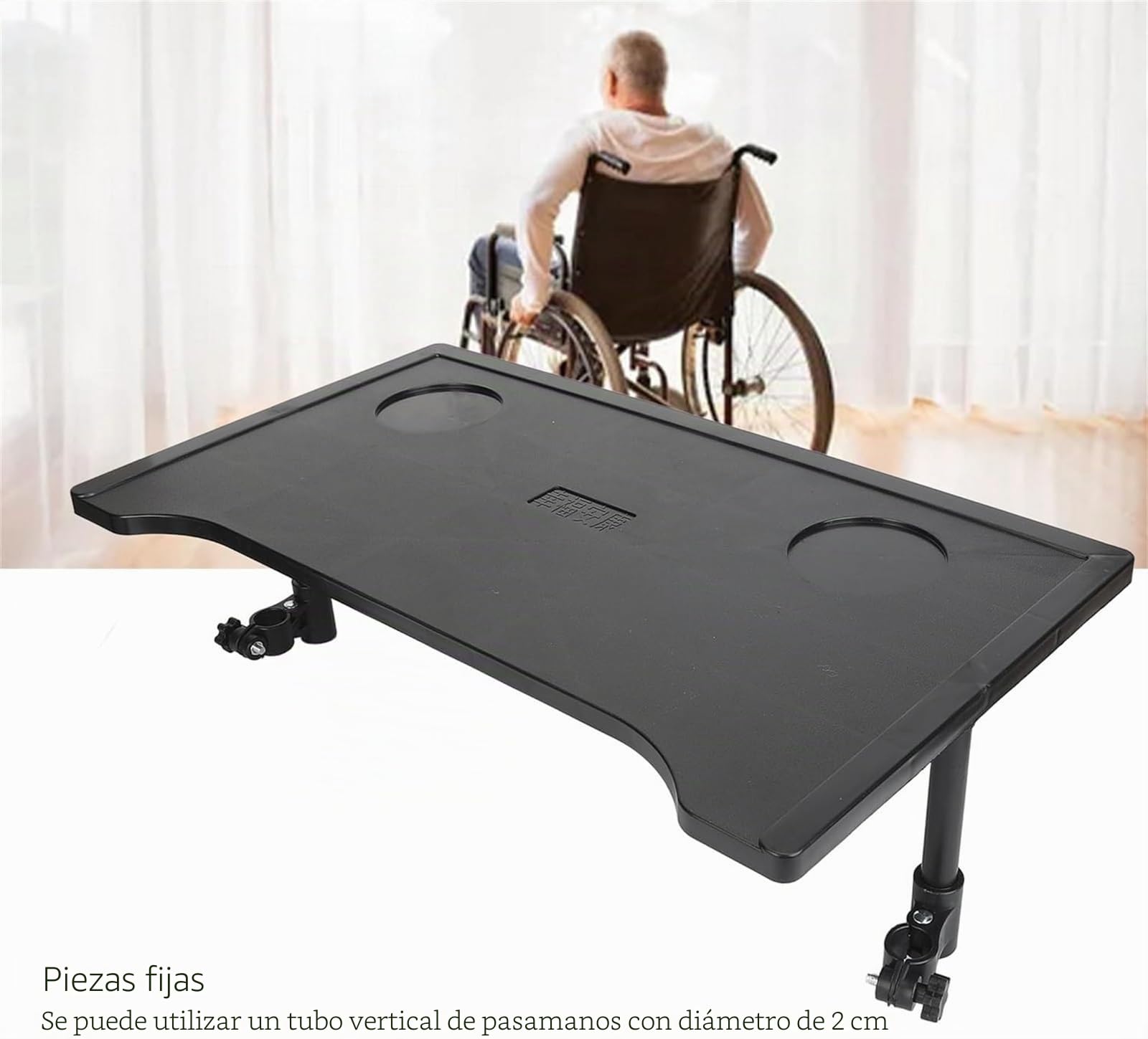Bandeja para silla de ruedas desmontable, mesa de plástico para el regazo, accesorio de movilidad, bandeja para el regazo de silla de ruedas extraíble y duradera, mesa de comedor ligera y portátil par