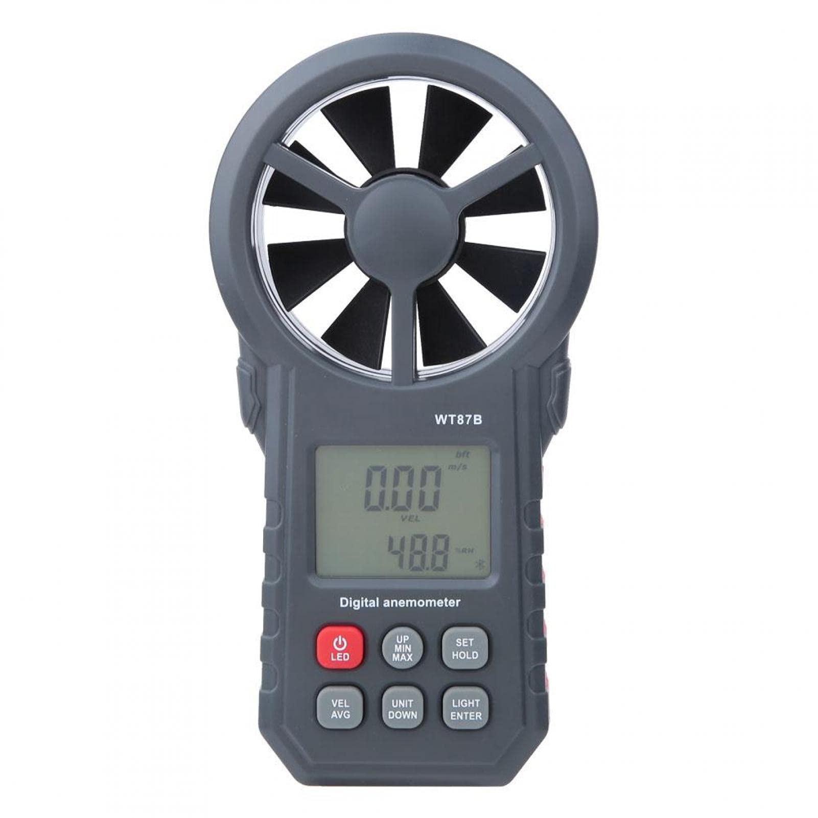 Cyfrowy anemometr Wewnętrzna/zewnętrzna bezprzewodowa stacja pogodowa Wt87b Przenośny przenośny USB Miernik cyfrowy Bluetooth Tester prędkości powietrza do wędkowania i polowania