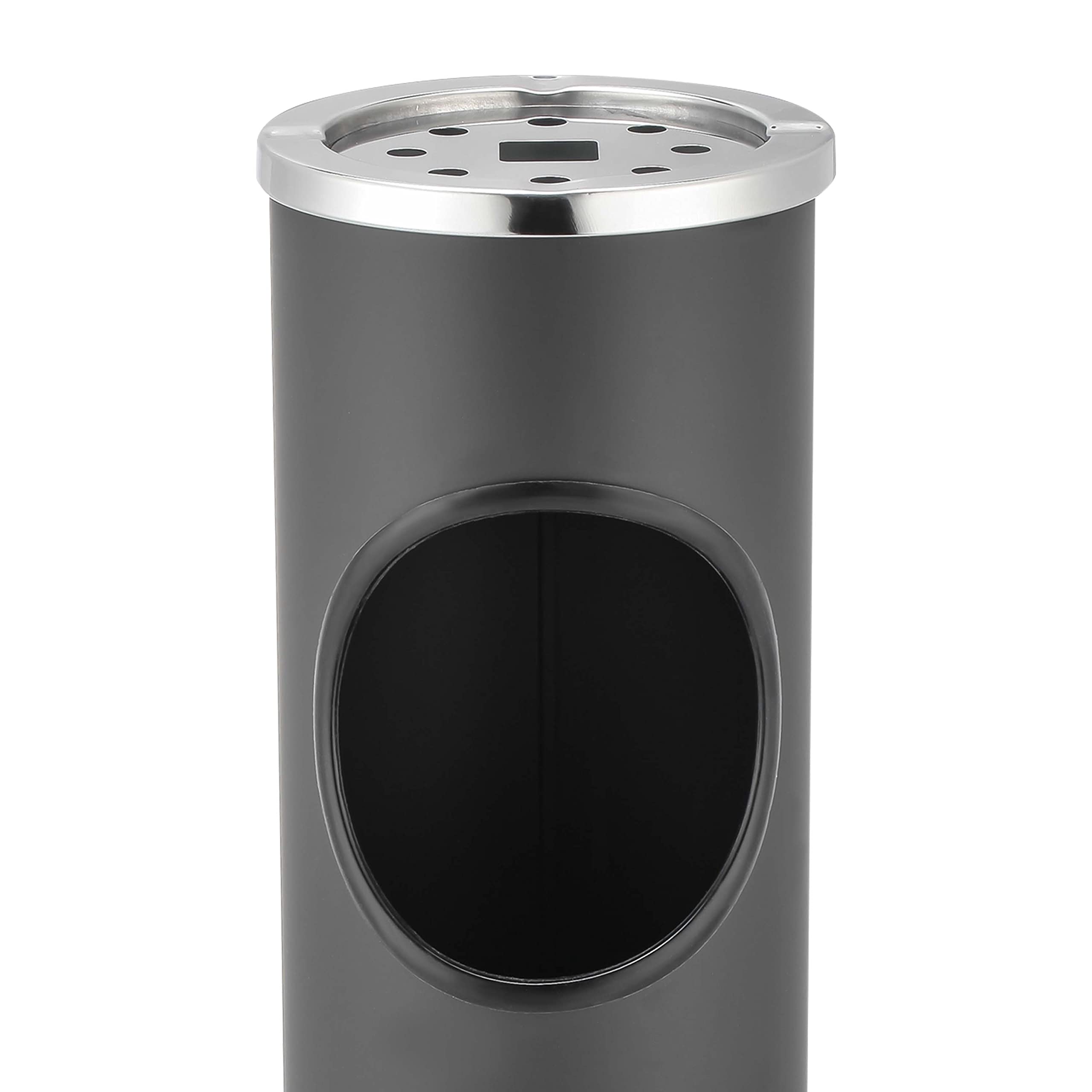 Ribelli Poubelle avec Cendrier pour Intérieur/Extérieur Cendrier sur pied avec Poubelle Acier Inoxydable, Couleur:noir