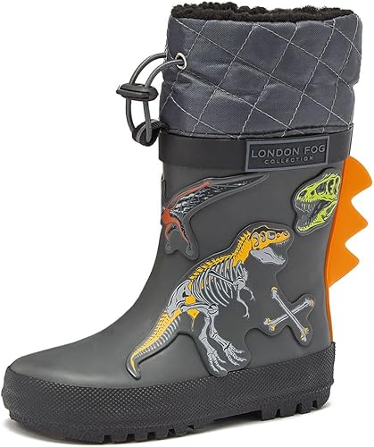 London Fog Toby Botas de lluvia y nieve para niños pequeños, botas de nieve de invierno impermeables aisladas para niños pequeños, tallas de niños